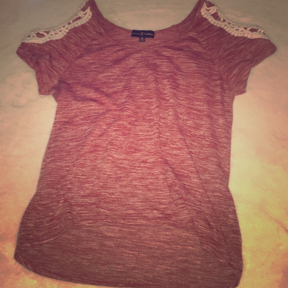 Shoulder Cut Burgundy Lace Shirt Good Condition